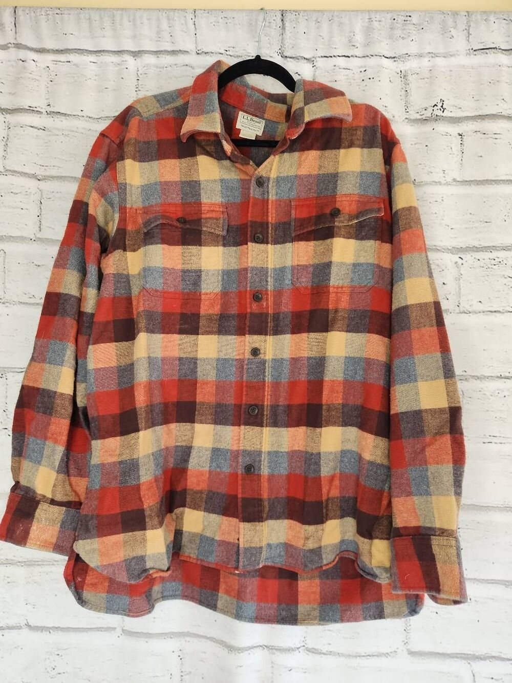 L L Bean Traditional Fit 100% Cotton Chamois Button Up Shirt Traditional Fit XL